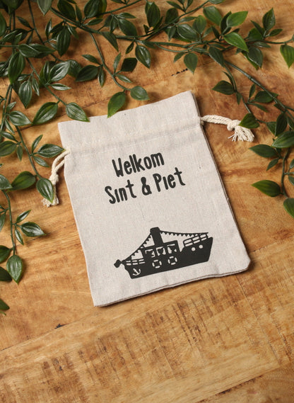 Gepersonaliseerd pepernootzakje van jute